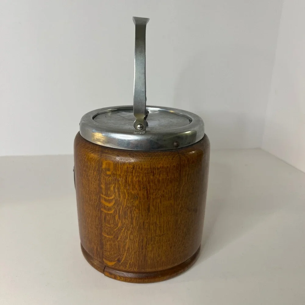 Antique Circa 1900 English Oak &‎ Celtic Silver Plate Biscuit Barrel Lid Handle